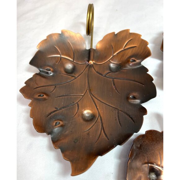 Set Of 3 Vintage Coppercraft Guild Leaf Shaped Trinket Dish Tray Copper Tauton M - Picture 3 of 6